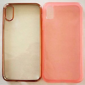 iphone x xs 2 pc clear pink case bundle
